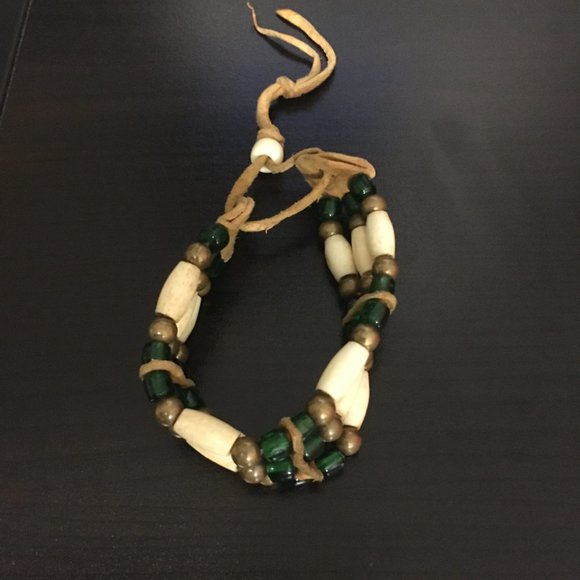 Vintage Pouch + Native American Bone Bracelet - Picture 3 of 4